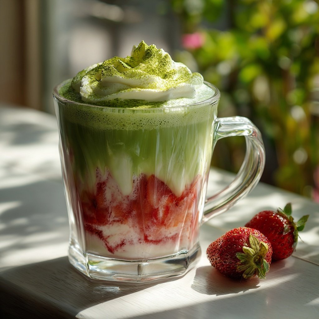 Strawberry Matcha Latte With Milk