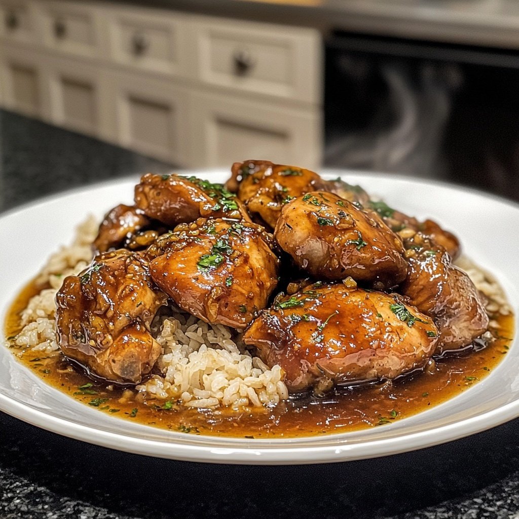 Caramelised Soy Chicken in Garlic Ginger Broth with Rice
