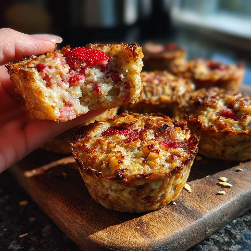 Strawberry Banana Baked Oatmeal Cups