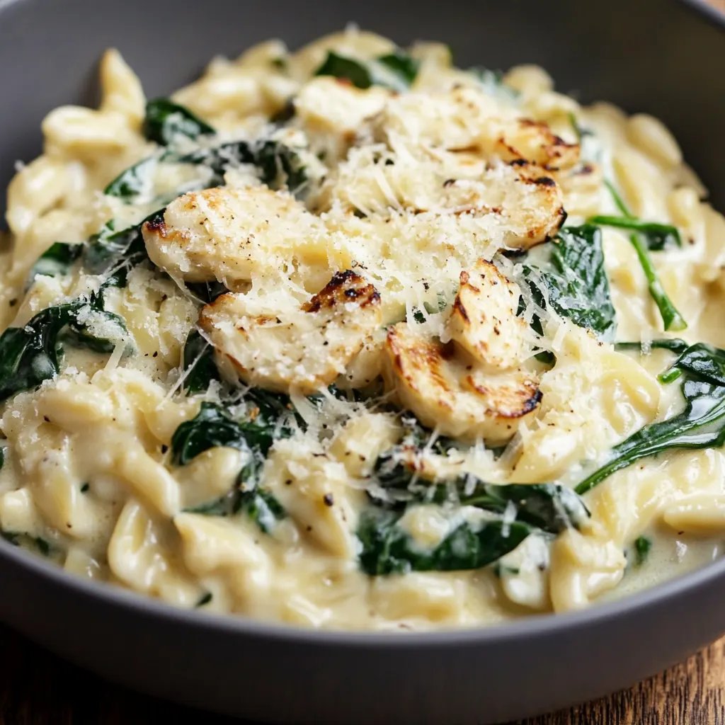 Creamy Garlic Spinach Orzo